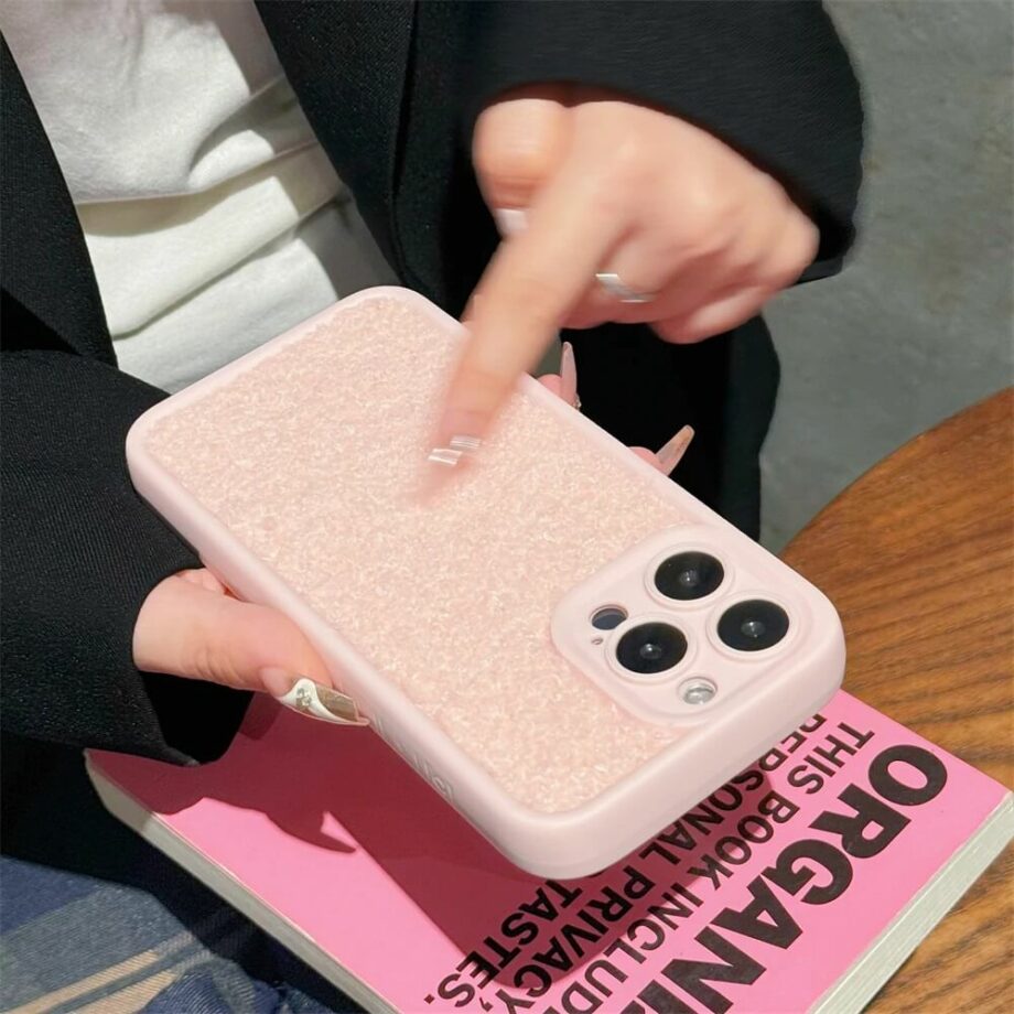 Soft Pink Fluffy iPhone Case with Camera Protection (1)