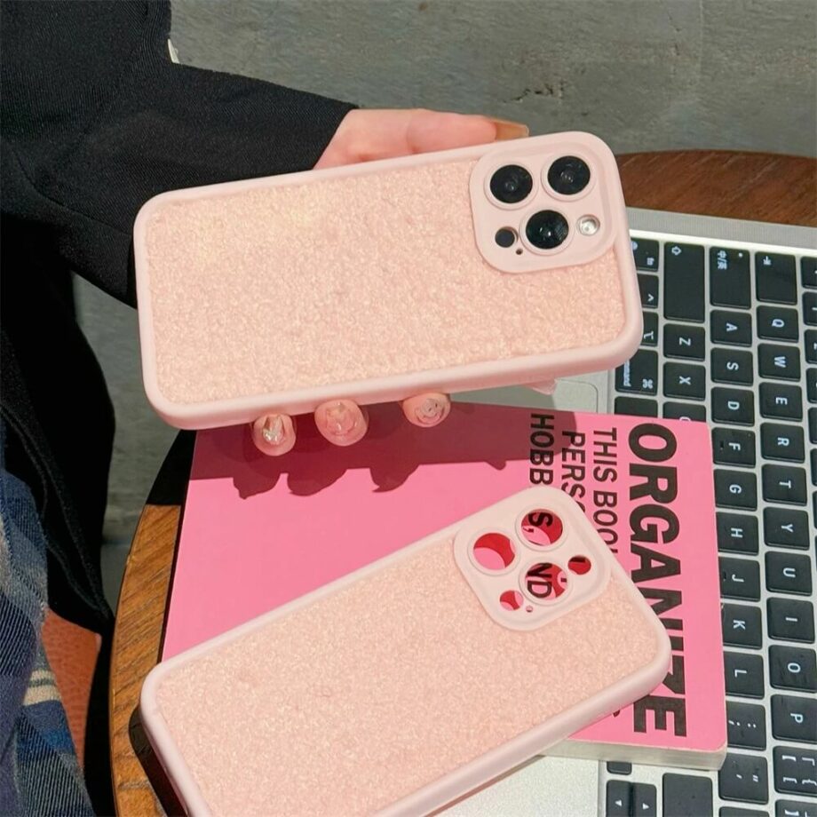 Soft Pink Fluffy iPhone Case with Camera Protection (2)