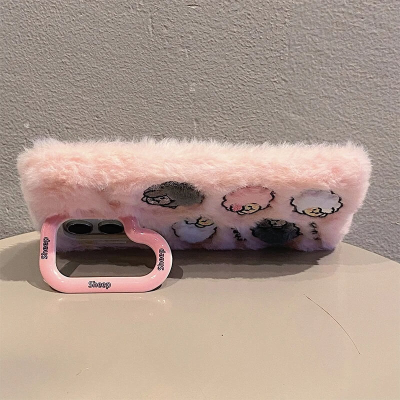 Fluffy Sheep Case with adjustable Camera Stand for Samsung series