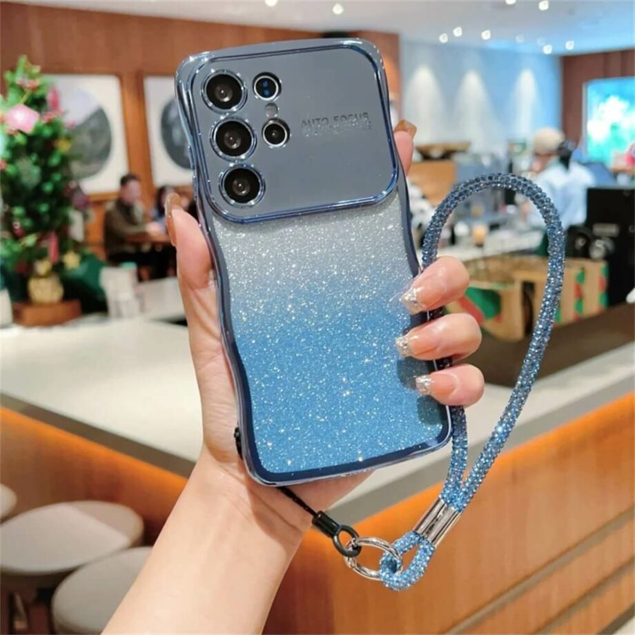 Blue Glitter Gradient Phone Case with Camera Protection