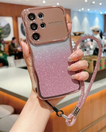 Glitter Gradient Phone Case with Camera Protection & Wrist Strap