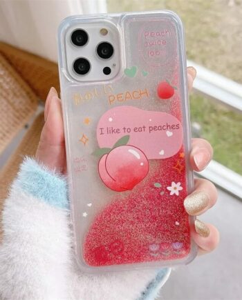 Liquid Quicksand Sparkle Floating Fruit iPhone Case