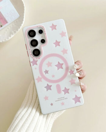 MagSafe Pink Pastel Stars Phone Case For Samsung S25 Series