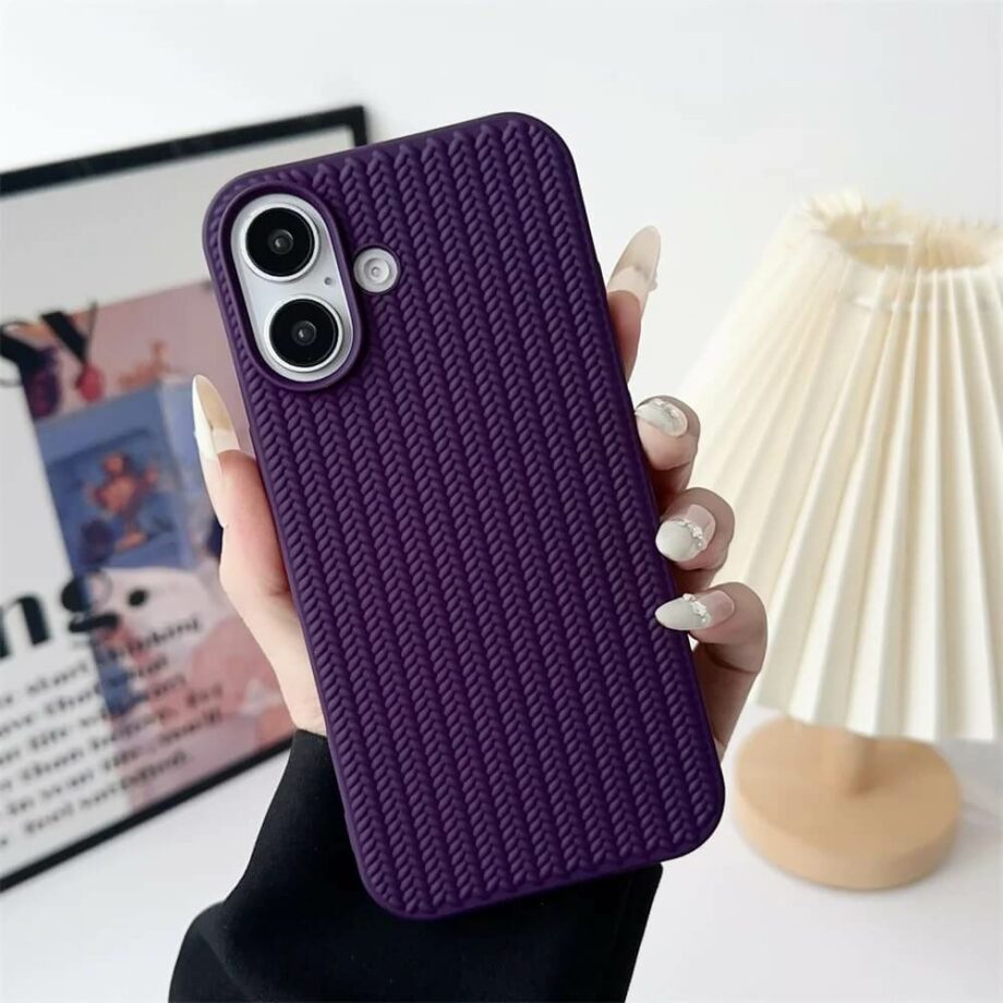 Purple Woven Braided Soft Silicone iPhone 16 Case