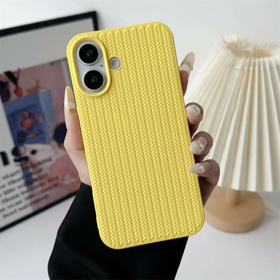 Yellow Woven Braided Soft Silicone iPhone 16 Case