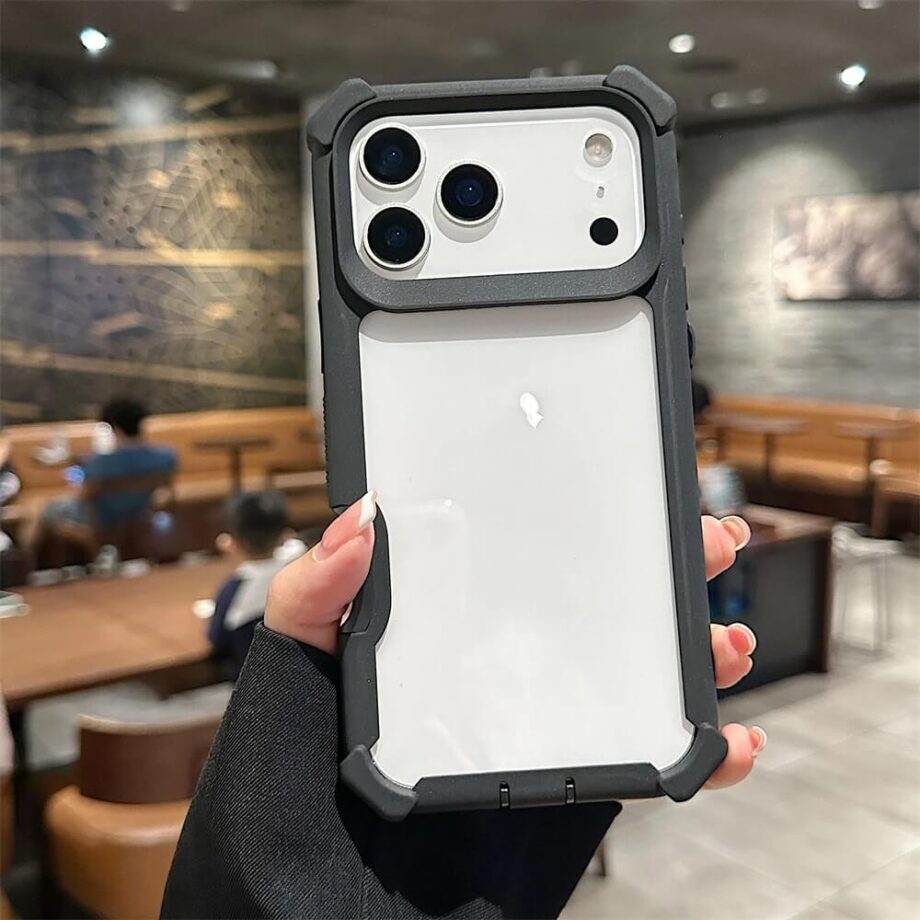 Black Shock Armor Grip iPhone Case with Clear Back