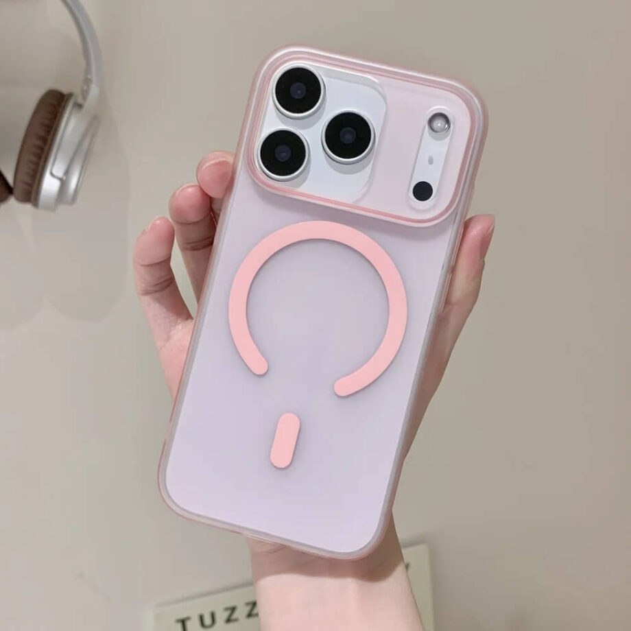 Magnetic Matte Clear Case with Lens Guard and Color Ring MagSafe for iPhone 17 Series