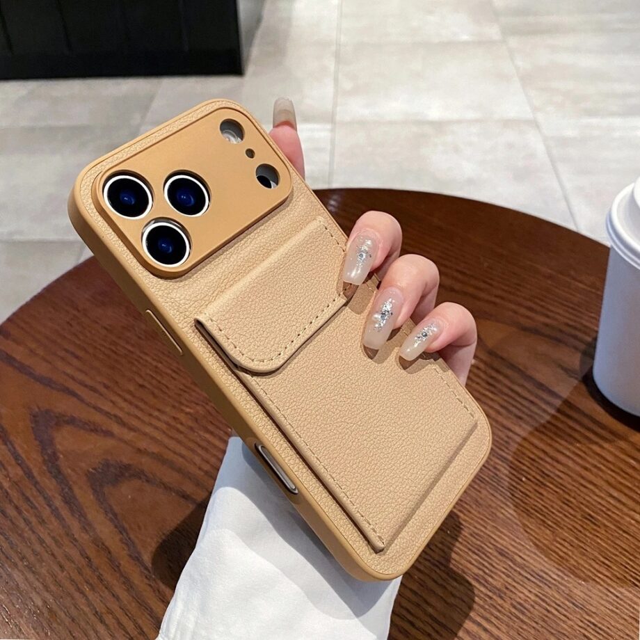 PU Leather Wallet Case with Card Pocket for iPhone 17 Series- khaki