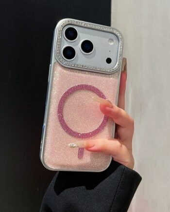 Glitter Magnetic Case with Crystal Camera Frame for iPhone 17 Series