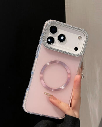 MagSafe Matte Clear iPhone Case with Diamond Camera Guard