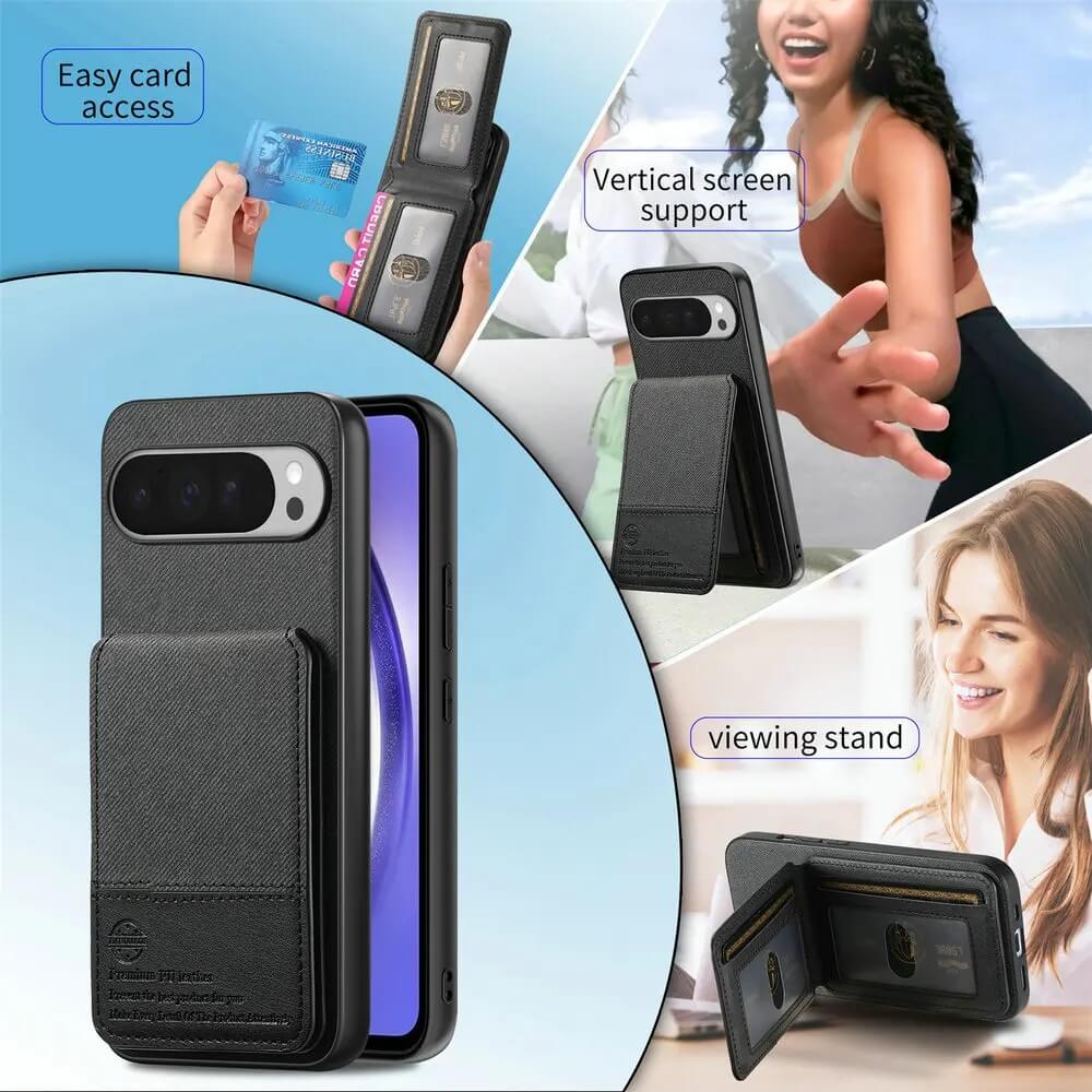 Magnetic RFID Wallet Stand Leather Case for Pixel 9, 10 Series (3)