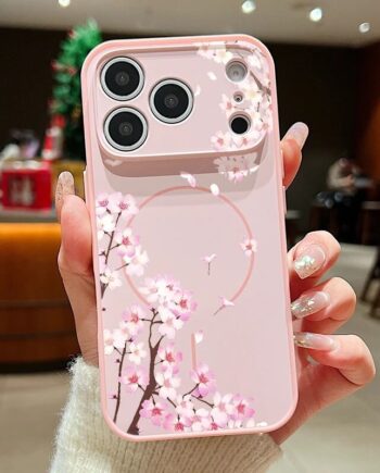 Pink Cherry Blossom MagSafe Compatible iPhone Case