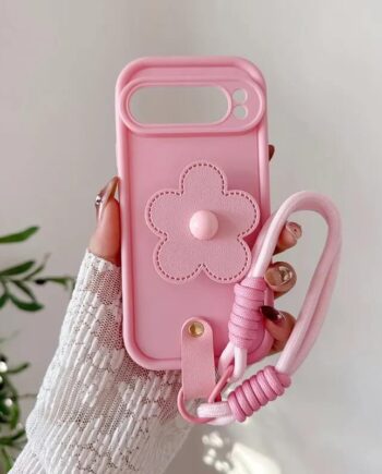 Pink Flower Grip Wrist Lanyard Case for Pixel Series