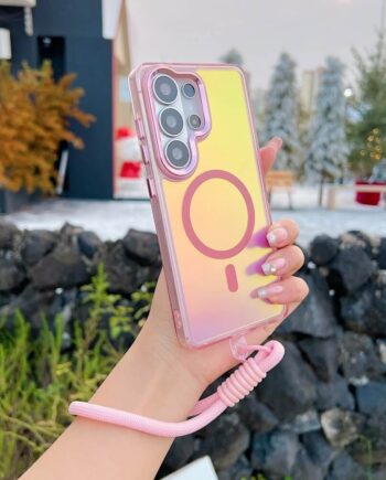 Iridescent Magnetic Wrist Strap Case for Samsung Galaxy S26 Series