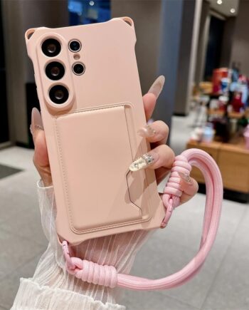 Rope Strap Phone Case with Card Holder for Samsung Galaxy S26 Series