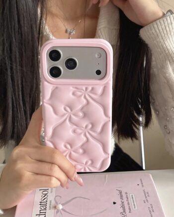 3D Ribbon Wave Pink Silicone Phone Case