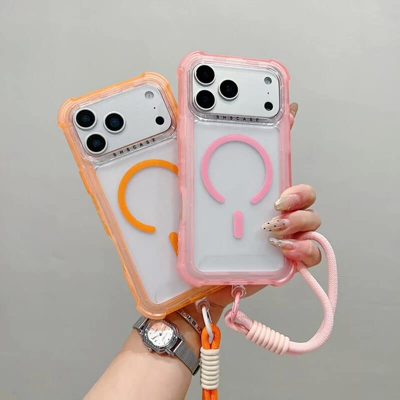 Full Body Magnetic Clear Phone Case with Rope Wrist Strap Full Body Magnetic Clear Phone Case with Rope Wrist Strap