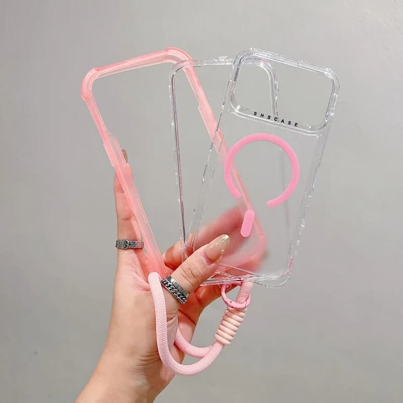 Full Body Magnetic Clear iPhone Case with Rope Wrist Strap Full Body Magnetic Clear iPhone Case with Rope Wrist Strap