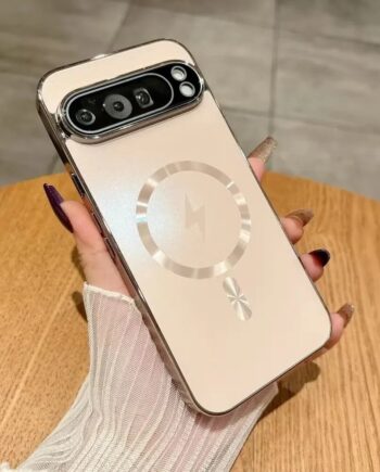 Champagne Pink AG Nano Frosted Magnetic Pixel Case with Plated Camera Bar Frame