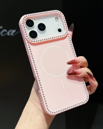 Rhinestone Border Magnetic Wireless Charging iPhone Case