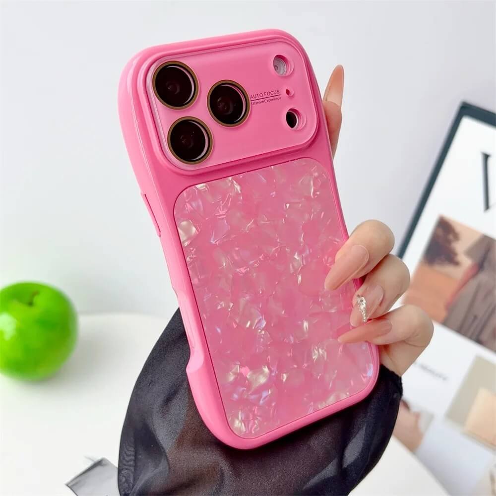 Rose Red Iridescent Pearl Flake iPhone Case with Camera Lens Cover Rose Red Iridescent Pearl Flake iPhone Case with Camera Lens Cover