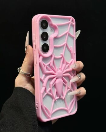 3D Hollow-out Spider Phone Case in pink
