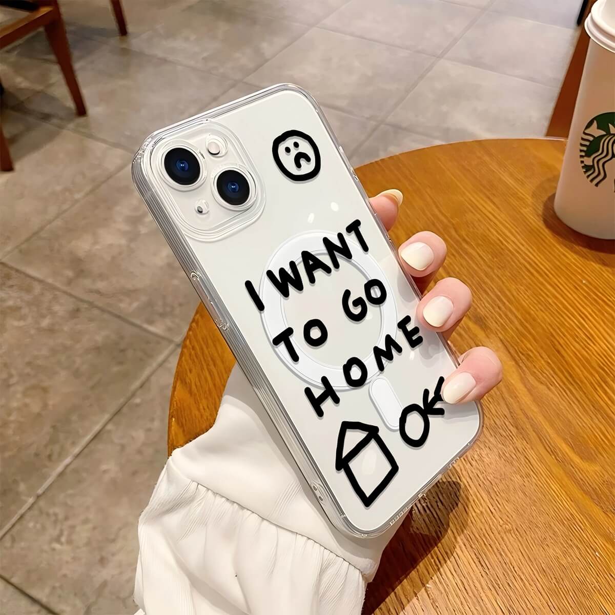 Black I Want to Go Home Sad Face Magnetic Clear iPhone Case Black I Want to Go Home Sad Face Magnetic Clear iPhone Case