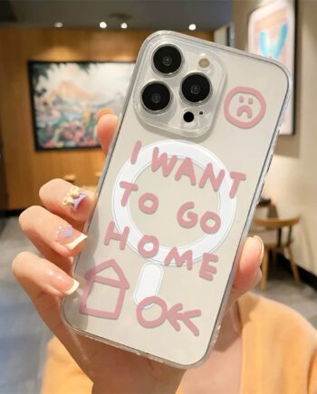 I Want to Go Home Sad Face Magnetic Clear iPhone Case