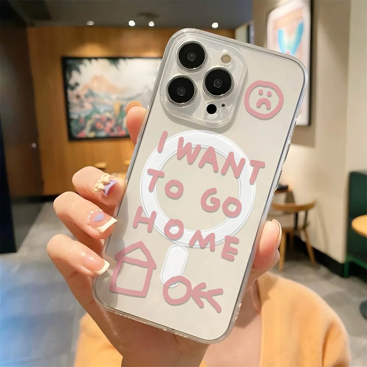I Want to Go Home Sad Face Magnetic Clear iPhone Case I Want to Go Home Sad Face Magnetic Clear iPhone Case