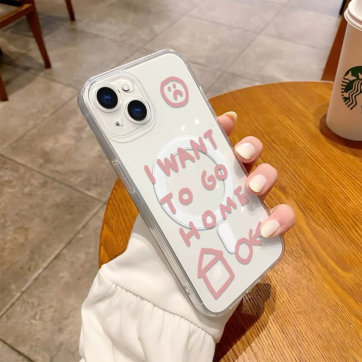 Pink I Want to Go Home Sad Face Magnetic Clear iPhone Case Pink I Want to Go Home Sad Face Magnetic Clear iPhone Case
