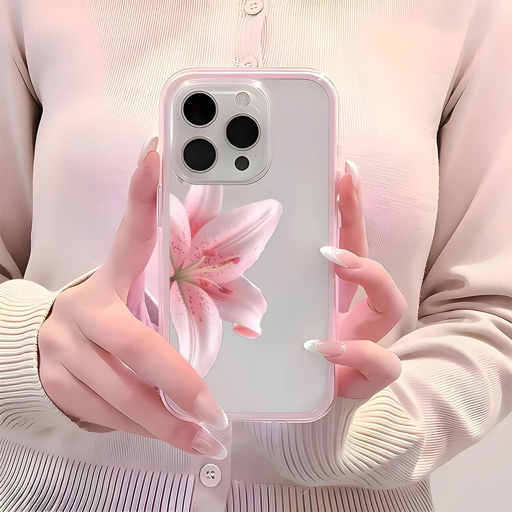 Pink Lily Clear Case for iPhone 17, 16, 15, 14, 13, 12 Series Pink Lily Clear Case for iPhone 17, 16, 15, 14, 13, 12 Series