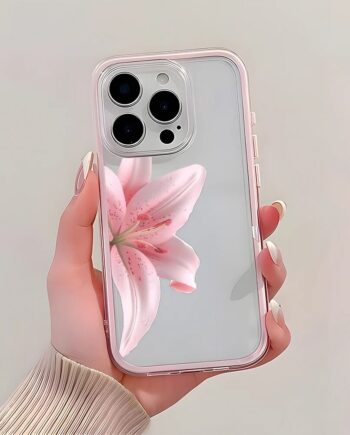 Pink Lily Clear iPhone Case