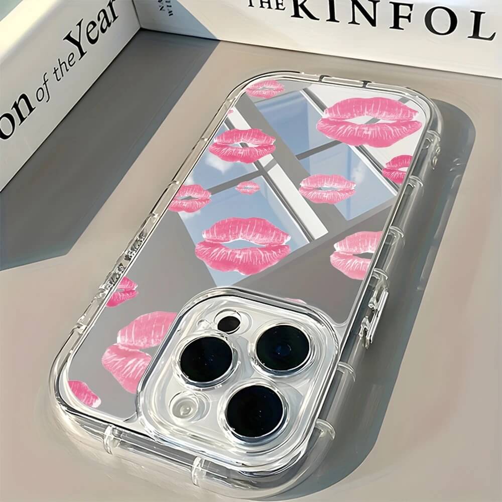 Pink Lipstick Kiss Mirror Case with Clear Bumper Pink Lipstick Kiss Mirror Case with Clear Bumper