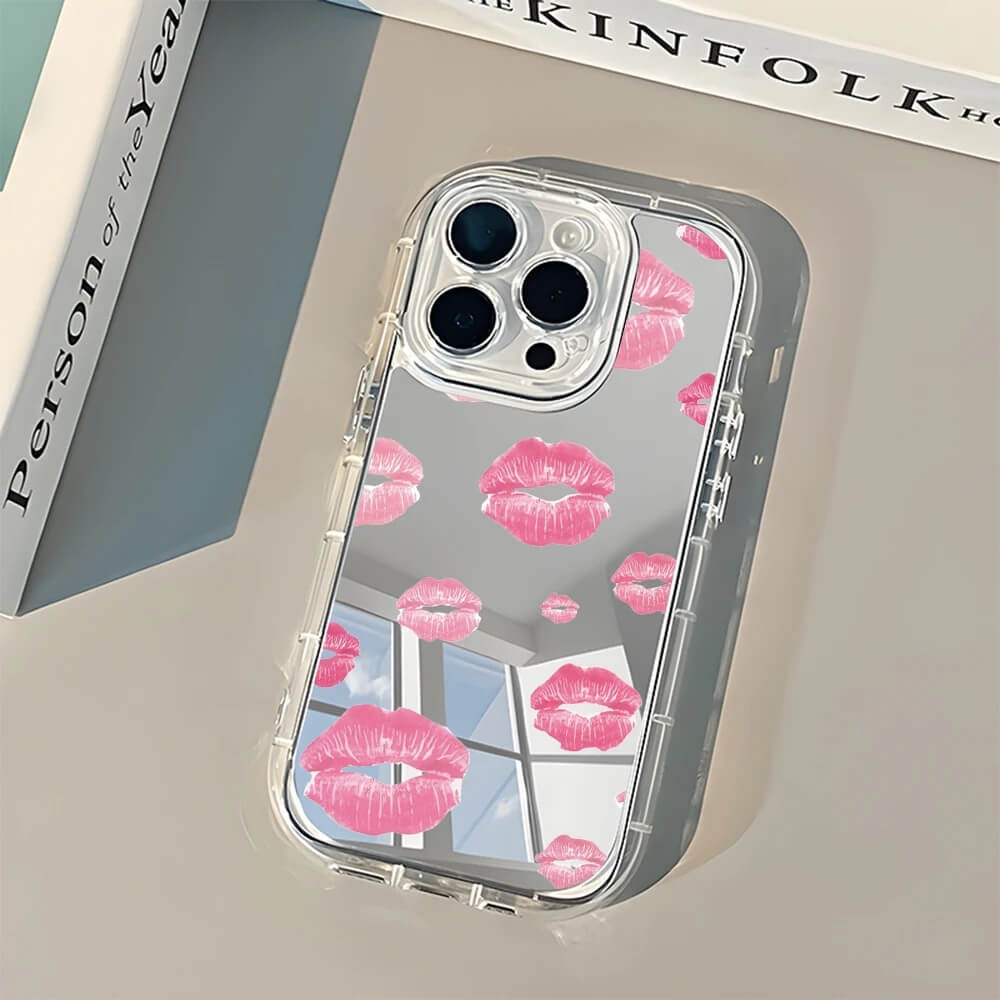 Pink Lipstick Kiss Mirror iPhone Case with Clear Bumper Pink Lipstick Kiss Mirror iPhone Case with Clear Bumper