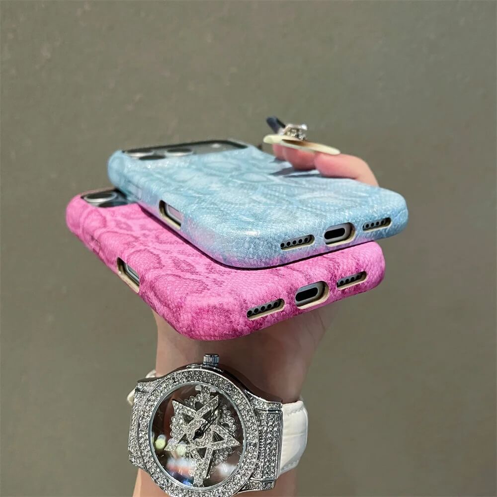 Snakeskin Embossed Leather Phone Case with Hard Protective Shell Snakeskin Embossed Leather Phone Case with Hard Protective Shell