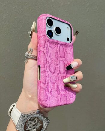 Snakeskin Embossed Leather iPhone Case with Hard Protective Shell