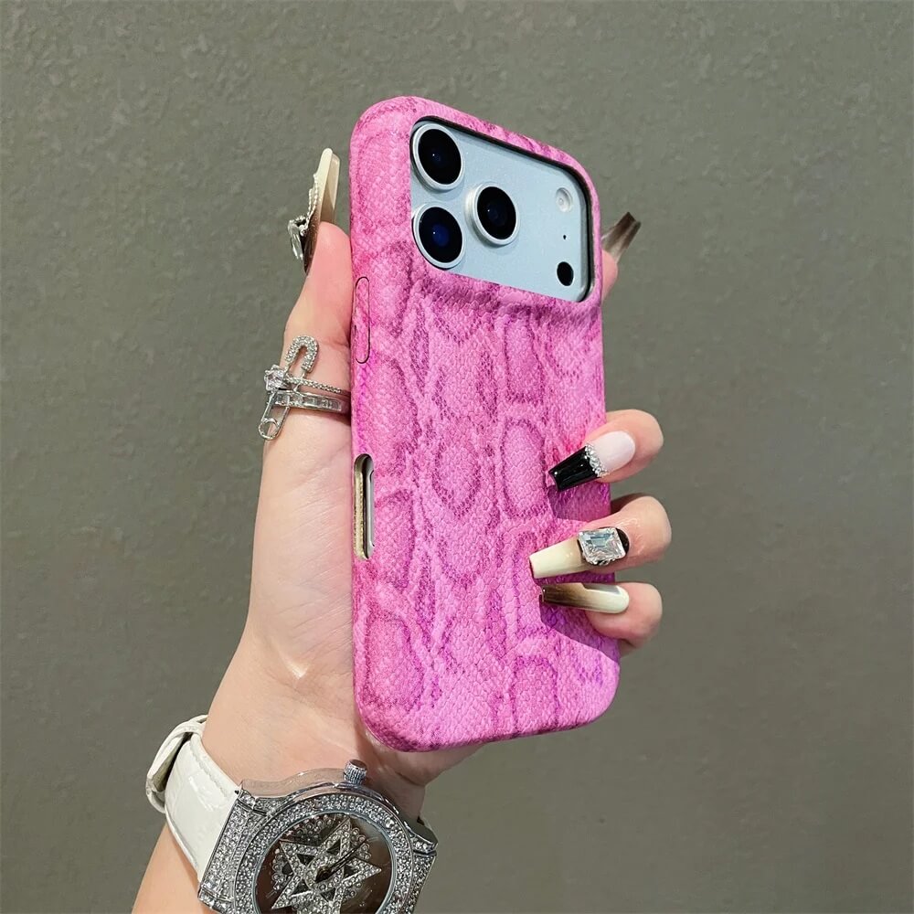 Snakeskin Embossed Leather iPhone Case with Hard Protective Shell Snakeskin Embossed Leather iPhone Case with Hard Protective Shell