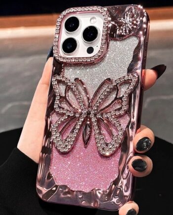 3D Rhinestone Butterfly Glitter iPhone Case Metallic Frame