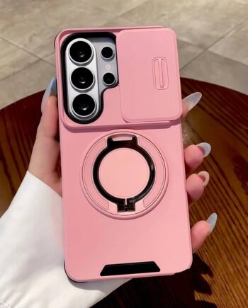 Pink Sliding Camera Cover Armor Phone Case