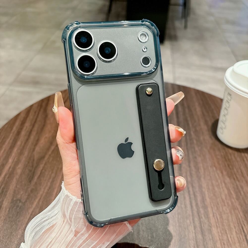 Black Neon Transparent Kickstand iPhone Case with Hand Strap Black Neon Transparent Kickstand iPhone Case with Hand Strap