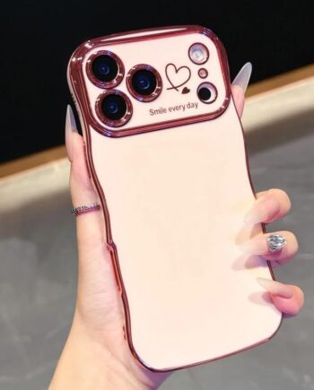 Glossy Wave Edge iPhone Case with Metallic Camera Frame