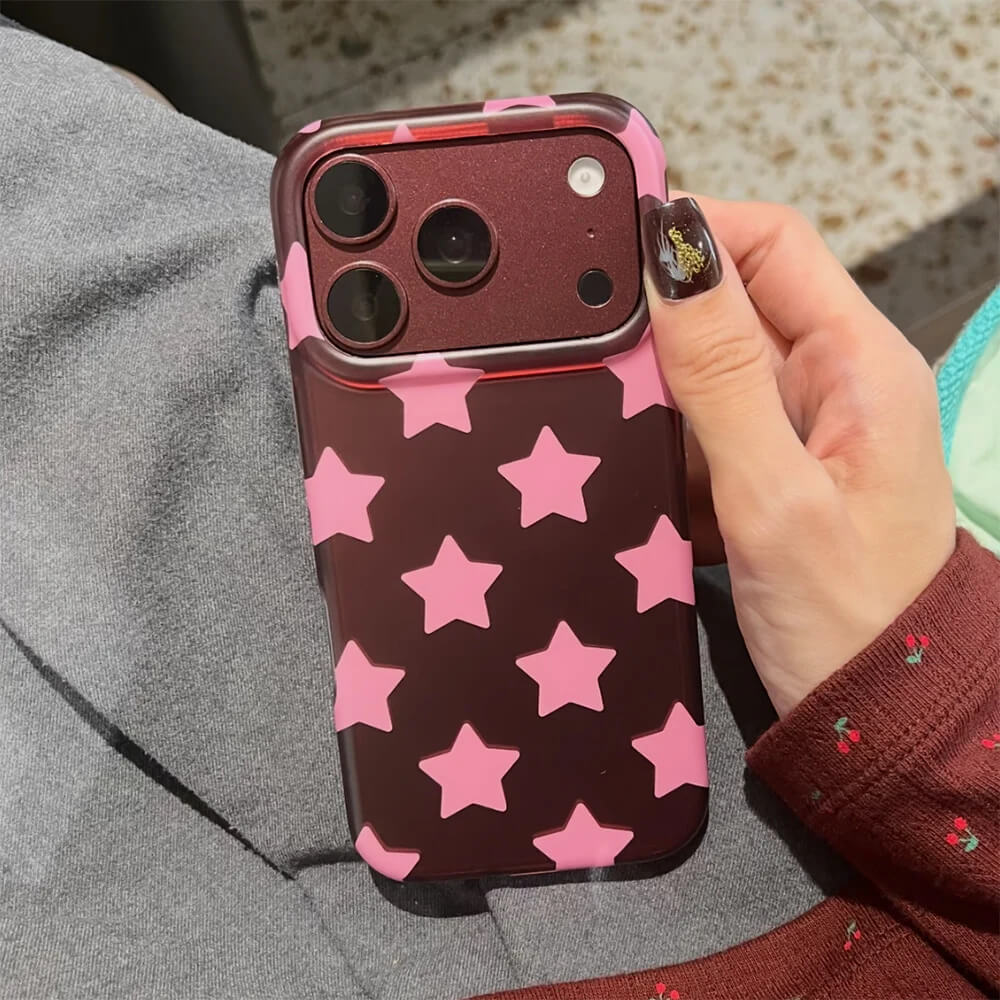 Burgundy Case with Pink Stars Burgundy Case with Pink Stars