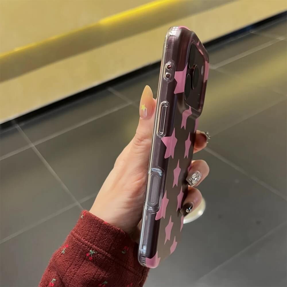 Burgundy iPhone Case with Pink Stars (1) Burgundy iPhone Case with Pink Stars (1)