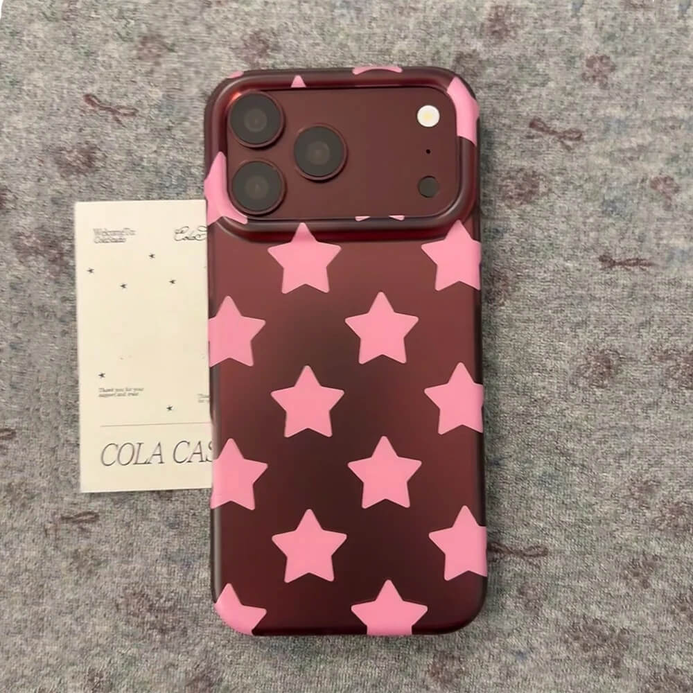 Burgundy iPhone Case with Pink Stars (2) Burgundy iPhone Case with Pink Stars (2)