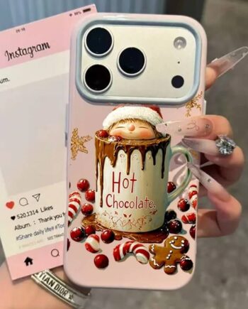 Christmas Hot Chocolate iPhone Case with Gingerbread and Candy Canes