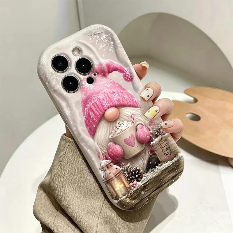 Pink Christmas Gnome Case with Hot Cocoa and Winter Lantern Pink Christmas Gnome Case with Hot Cocoa and Winter Lantern