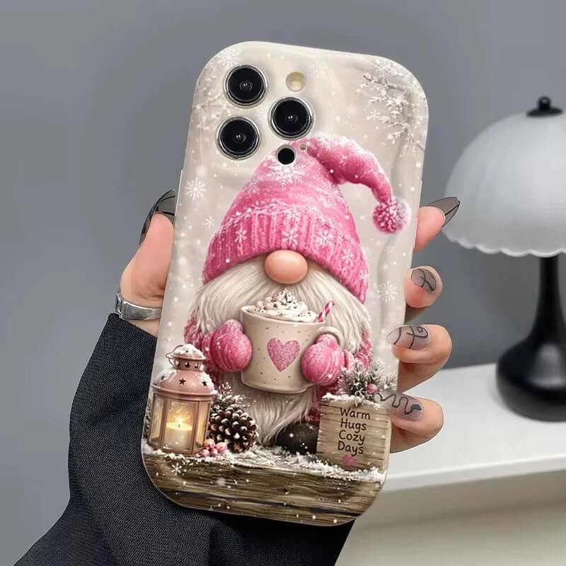 Pink Christmas Gnome iPhone Case with Hot Cocoa and Winter Lantern Pink Christmas Gnome iPhone Case with Hot Cocoa and Winter Lantern