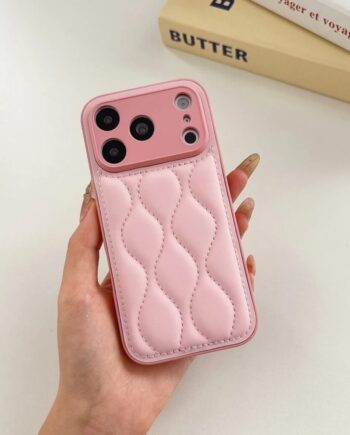 Pink Wave Quilted Leather Texture iPhone Case