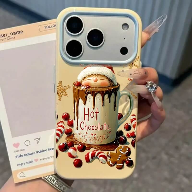Yellow Christmas Hot Chocolate iPhone Case with Gingerbread and Candy Canes Yellow Christmas Hot Chocolate iPhone Case with Gingerbread and Candy Canes